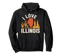 Io amo Illinois Campi di grano Skyline icona Felpa con Cappuccio
