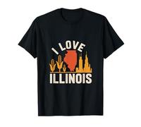 Io amo Illinois Campi di grano Skyline icona Maglietta