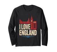 Io Amo Inghilterra Big Ben Londra Skyline Maglia a Manica