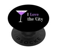 Io amo la città. viola Martini Drink Glass Cityscape PopSockets PopGrip Adesivo