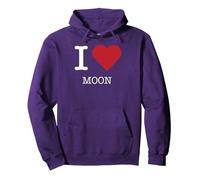 Io Amo la Luna, Amo la Luna Felpa con Cappuccio, Unisex per Adulti, Viola, XL