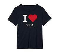 Io Amo la soba, Amo la soba Maglietta, Donna Plus-Size, Nero, 6X