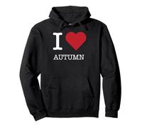 Io Amo l'autunno, Amo l'autunno Felpa con Cappuccio, Unisex per Adulti, Nero, L