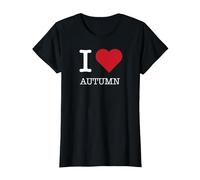 Io Amo l'autunno, Amo l'autunno Maglietta, Donna, Nero, XS