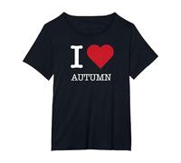 Io Amo l'autunno, Amo l'autunno Maglietta, Donna Plus-Size, Nero, 5X