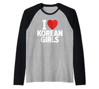 Io Amo Le Ragazze Coreane Dichiarazione Divertente Maglia con Maniche Raglan