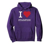 Io Amo Le Stelle Marine, Amo Le Stelle Marine Felpa con Cappuccio, Unisex per Adulti, Viola, M