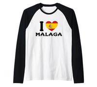 Io Amo Malaga Spagna Cuore Bandiera Spagna Maglia con Maniche Raglan