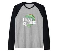 Io amo rettili camaleonte illustrazione Maglia con Maniche Raglan