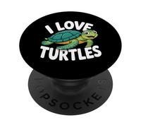 Io amo tartarughe carino cartone animato illustrazione PopSockets PopGrip Adesivo