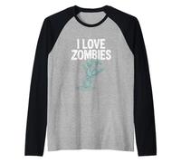 Io amo zombie raccapricciante mano illustrazione Maglia con Maniche Raglan