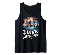io, Amore, Singapore, Skyline Città, con, merlion, Disegno Canotta