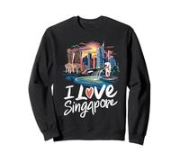 io, Amore, Singapore, Skyline Città, con, merlion, Disegno Felpa
