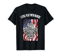 Io Ancora Gioco con Blocchi Muscle Cars American Flag Mechanic Maglietta