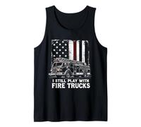 Io Ancora Gioco con Camion dei Pompieri Sottile Linea Rossa Vigile del Fuoco Canotta