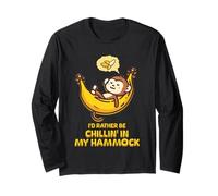 Io d Rather be Chillin' in My Hammock Cute Monkey Camp Kawaii Maglia a Manica
