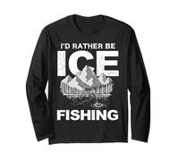 Io d Rather Be Ice Fishing Ice Hole Ice Fisherman Maglia a Manica