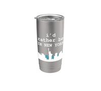 Io d Rather Be In New York Skyline Statua della Libertà Grafica Bicchiere termico in acciaio inox doppia parete