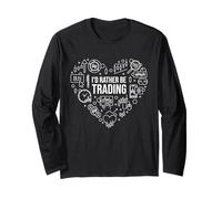 Io d Rather Be Trading Cuore con Linea Sottile Icone Design Maglia a Manica