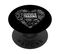 Io d Rather Be Trading Cuore con linea sottile icone design PopSockets PopGrip Adesivo