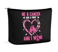 Io e il cancro abbiamo combattuto e ho vinto. Borsa per il trucco per la sensibilizzazione sul cancro al seno, borsa cosmetica da viaggio, pochette da toilette, borse per riporre oggetti in bagno.