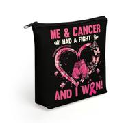 Io e il cancro abbiamo combattuto e ho vinto. Borsa per il trucco per la sensibilizzazione sul cancro al seno, borsa cosmetica da viaggio, pochette da toilette, borse per riporre oggetti in bagno.