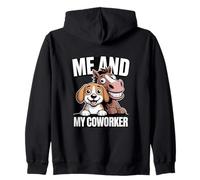 Io e Il Mio collega Cane e Cavallo Umorismo Felpa con Cappuccio
