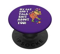Io e il mio gatto parliamo Sh! T About You Skates Groovy Flower Fun PopSockets PopGrip Adesivo