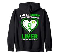 Io Indossare Verde per la mia figliastra fegato Cancro consapevolezza Felpa con Cappuccio