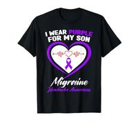 Io Indossare Viola per Mio Figlio Emicrania Consapevolezza del Mal di Testa Maglietta