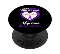 Io indossare viola per mio figlio Emicrania Consapevolezza del mal di testa PopSockets PopGrip Adesivo