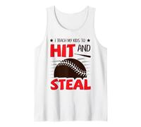 Io Insegno ai Miei Figli a Colpire e rubare Softball Baseball Mamma papà Canotta