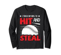 Io Insegno ai Miei Figli a Colpire e rubare Softball Baseball Mamma papà Maglia a Manica