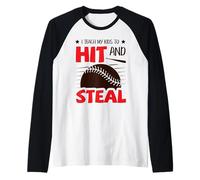 Io Insegno ai Miei Figli a Colpire e rubare Softball Baseball Mamma papà Maglia con Maniche Raglan