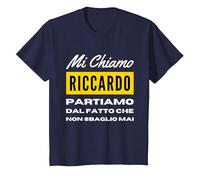 io Non sbaglio mai Regalo per Riccardo Personalizzato Figlio Maglietta, Bambini, Navy, 6 Anni