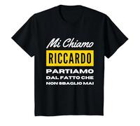 io Non sbaglio mai Regalo per Riccardo Personalizzato Figlio Maglietta, Bambini, Nero, 4 Anni
