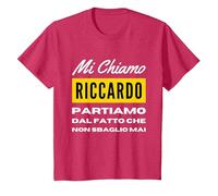 io Non sbaglio mai Regalo per Riccardo Personalizzato Figlio Maglietta, Bambini, Rosso mélange, 2 Anni