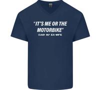 Io O La Moto Ha Detto La Mia Ex-Moglie Maglietta In Cotone A V-Collo Per Uomo