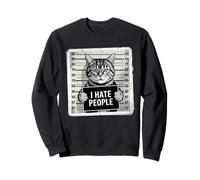 Io odio persone divertente Gatto Mugshot Art Felpa