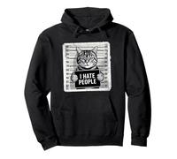 Io odio persone divertente Gatto Mugshot Art Felpa con Cappuccio