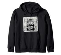 Io odio persone divertente Gatto Mugshot Art Felpa con Cappuccio