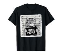 Io odio persone divertente Gatto Mugshot Art Maglietta