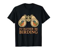 Io preferirei essere birding colorato binocolo arte per i fan aviari Maglietta