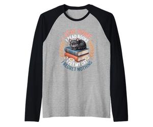 Io Resto a casa leggo Libri I Pet My Cat Non rimpiango Nulla Maglia con Maniche Raglan