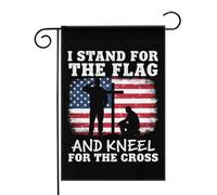 Io resto in piedi per la bandiera e mi inginocchio per la croce Bandiere da Giardino 12,5x18 Pollici - Banner dai Colori Vivaci per Decorazioni Esterne di Giardini e Case - Idee Regalo
