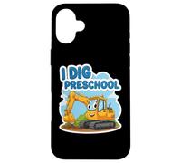 Io scavare asilo escavatore cartone animato torna a scuola ragazzi Custodia per iPhone 16 Plus