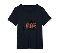 Io Scavare pallavolo: energico Giocatore Silhouette Maglietta, Donna Plus-Size, Nero, 6X