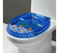 Io, serie di sedile del bagno 3D con gusci reali e ghiaia, sedili del water in resina rotonda con cerniere in acciaio inossidabile silenziosamente chiuse, cerniere a rilascio rapido, facile da