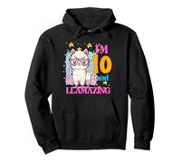 Io sono 10 e Llamazing Compleanno per gli amanti dei lama Felpa con Cappuccio