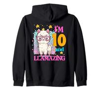 Io sono 10 e Llamazing Compleanno per gli amanti dei lama Felpa con Cappuccio